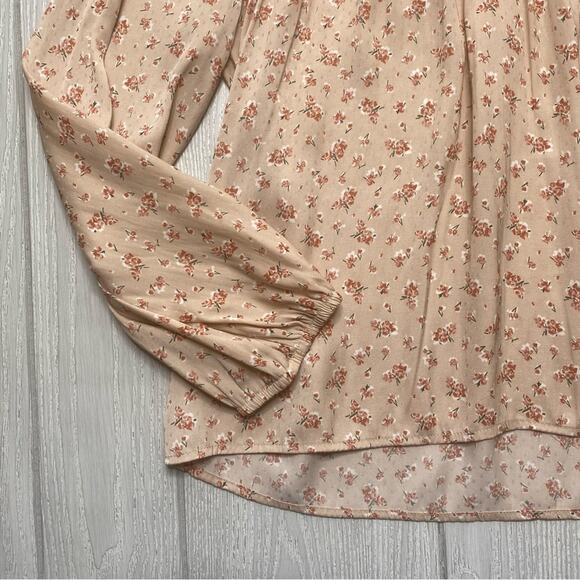 Madewell Women's Silky Light Pink Floral Peasant Blouse Size Small - Picture 4 of 8